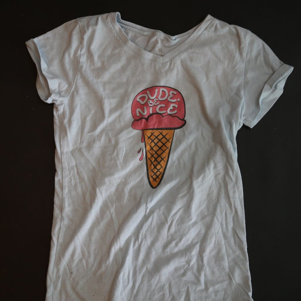 Dude Be Nice Ice Cream Tee Youth Large
